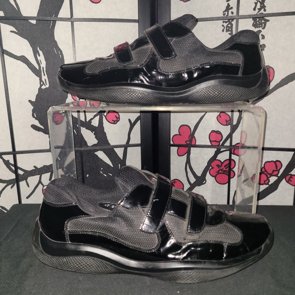 Prada Black and Gray Velcro Strap America Cup Sneakers
